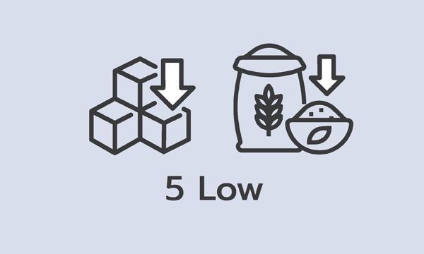 5 Low (Sodium, Sugar, Fat, GI, Carb)