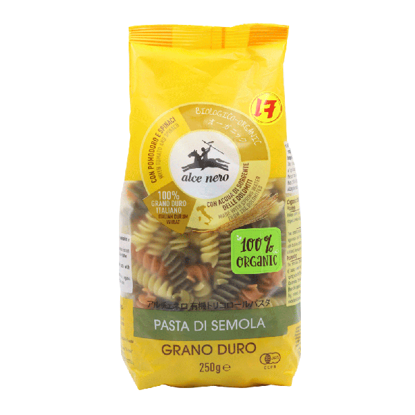 Organic Durum Wheat Semolina Pasta Fusilli Tricolor 250 g